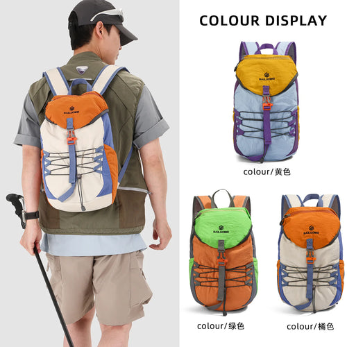 Light Nylon Spliced Color-Blocking Backpack Hiking