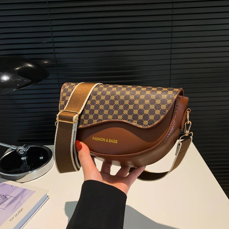Faux Leather Saddle Bag – Retro Crossbody Shoulder Bag