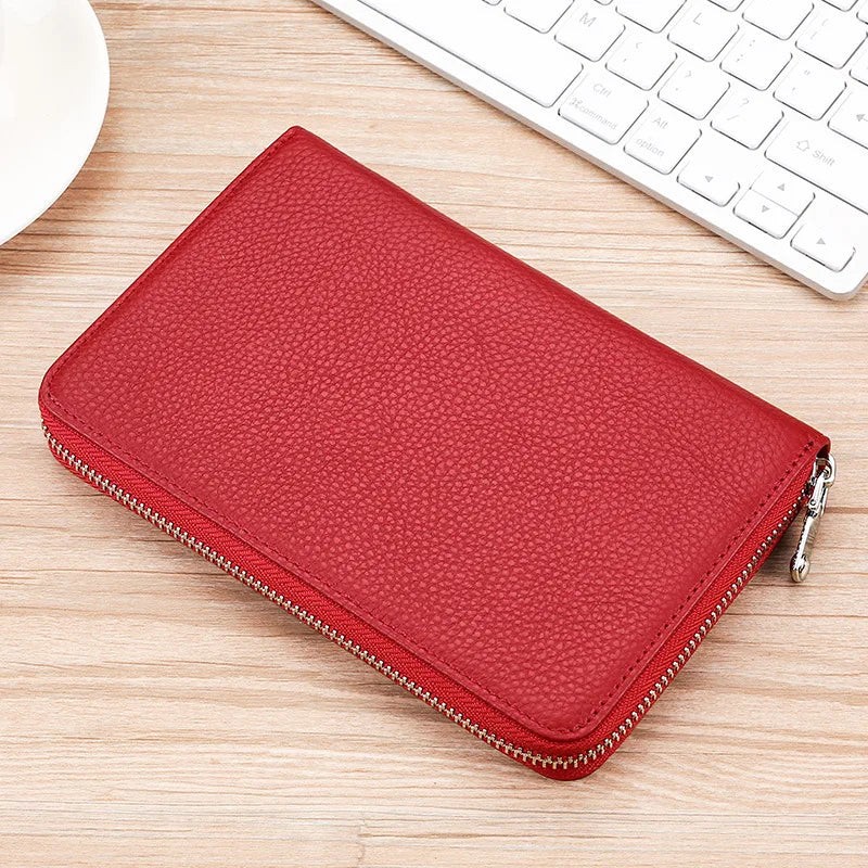 Genuine Leather Rfid Anti-Magnetic Card Case Cowhide Account Book Passbook Case Id Card Holder