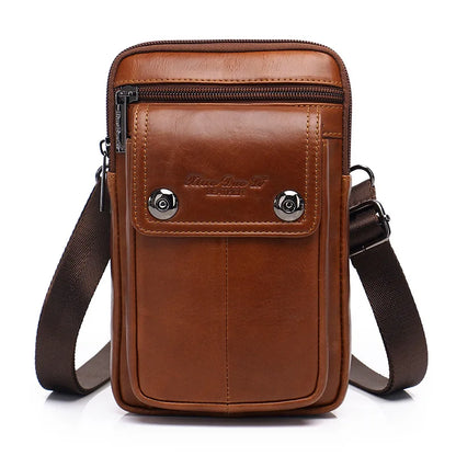 Men S Mobile Phone Waist Bag Leather Multifunctional 7 Cross-Body Shoulder Retro Wear Belt