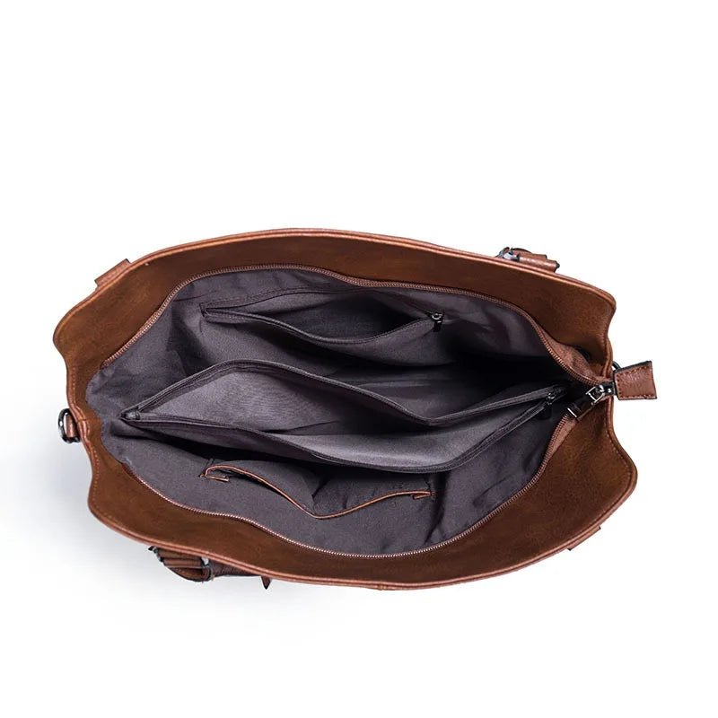 Women's PU Leather Tote Bag with Crossbody Strap & Wristlet Purse