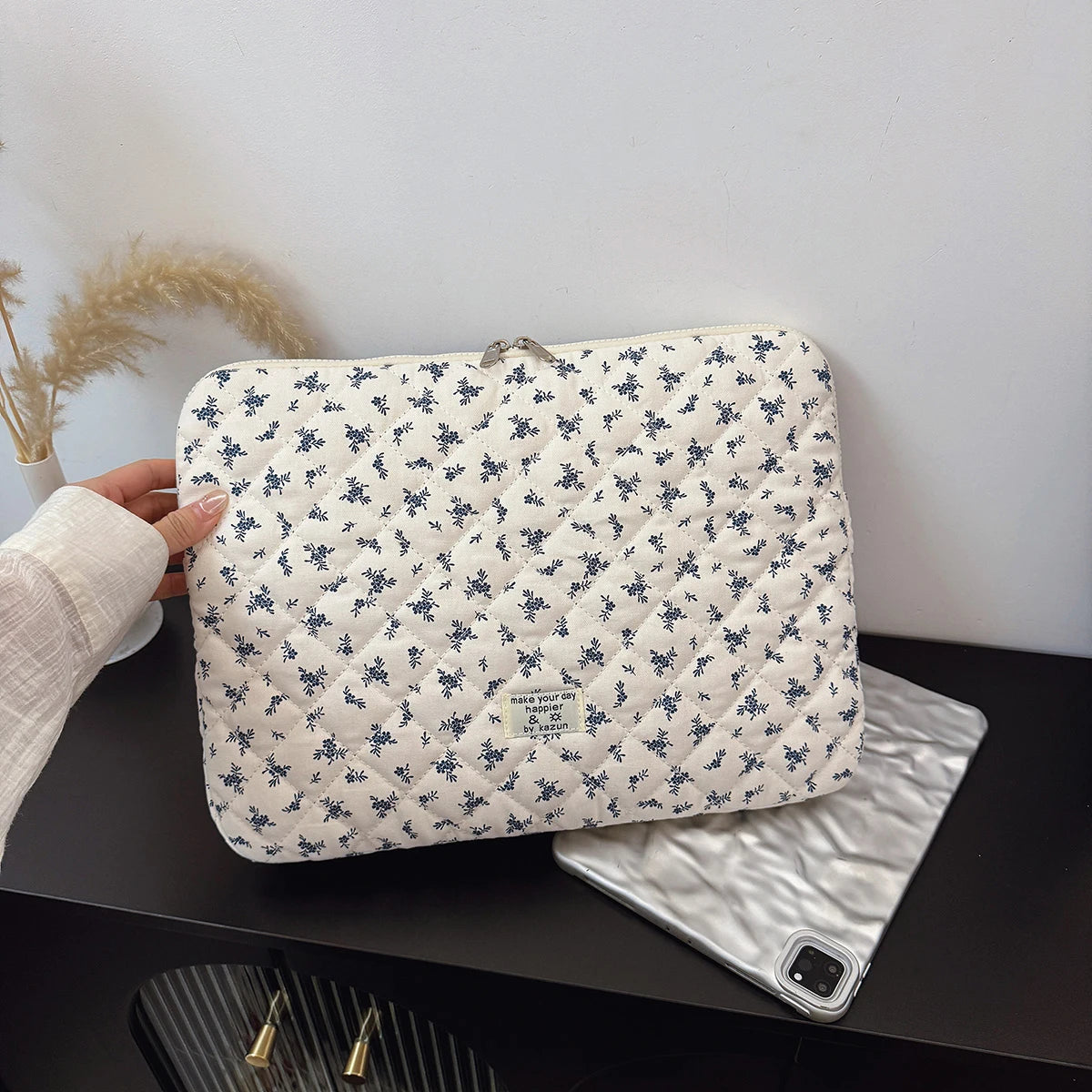 1 Pc Chic Flower Print Quilted Laptop Bag 11 Inch 14 Inch 15 Inch Computer Bag Protection Case