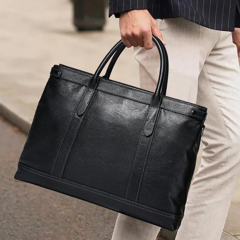 15 6-Inch Computer Bag Men S Genuine Leather Briefcase Business Leisure