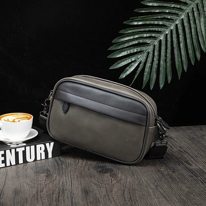 Street Men S Cross-Body Bag Pu Leather Retro Solid Color Shoulder Small Backpack Casual Phone