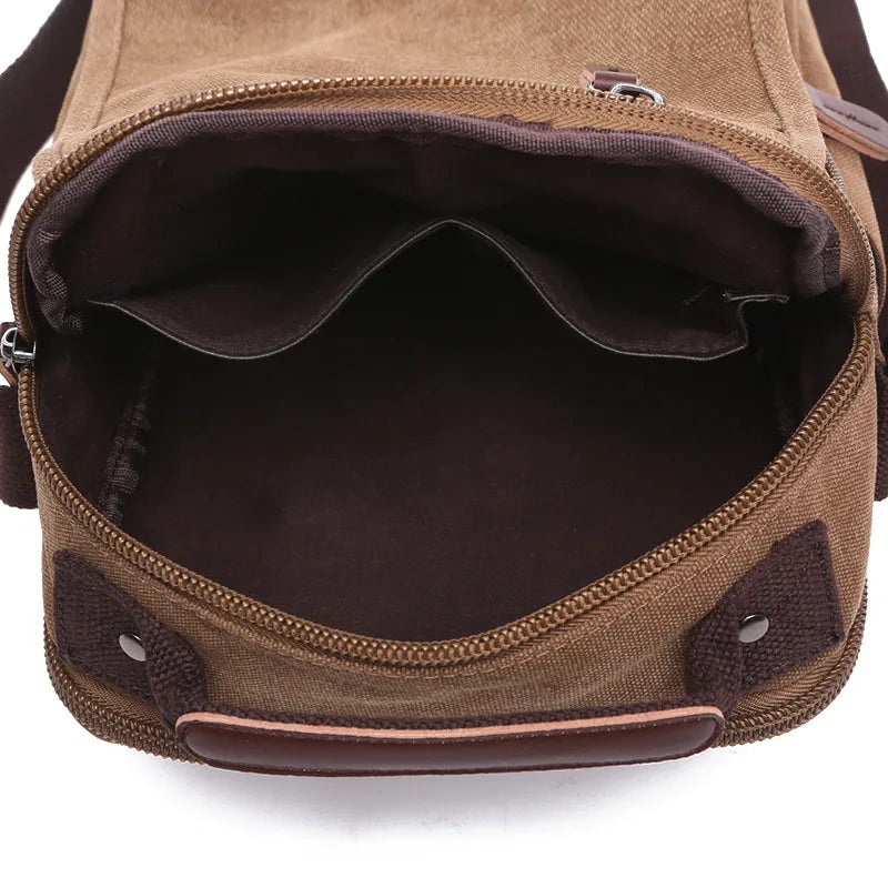 Canvas Men S Cross-Body Bag Korean Version One Shoulder Carry Multiple Pockets Document Large