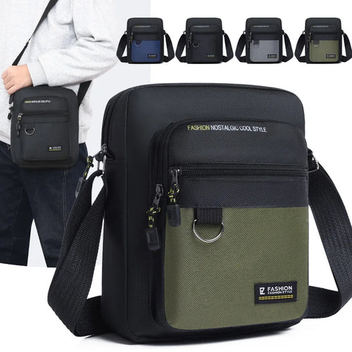 Casual Men S Crossbody Bag Collision Color Multi-Layer Waterproof Oxford Cloth Cashier Large