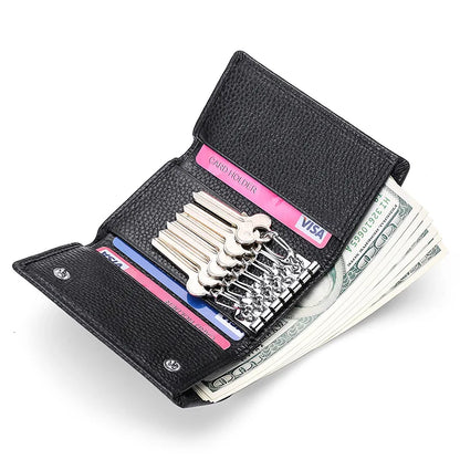 Top Layer Cowhine Key Bag Real Leather Ladies Change Storage Multi - Function Buckle