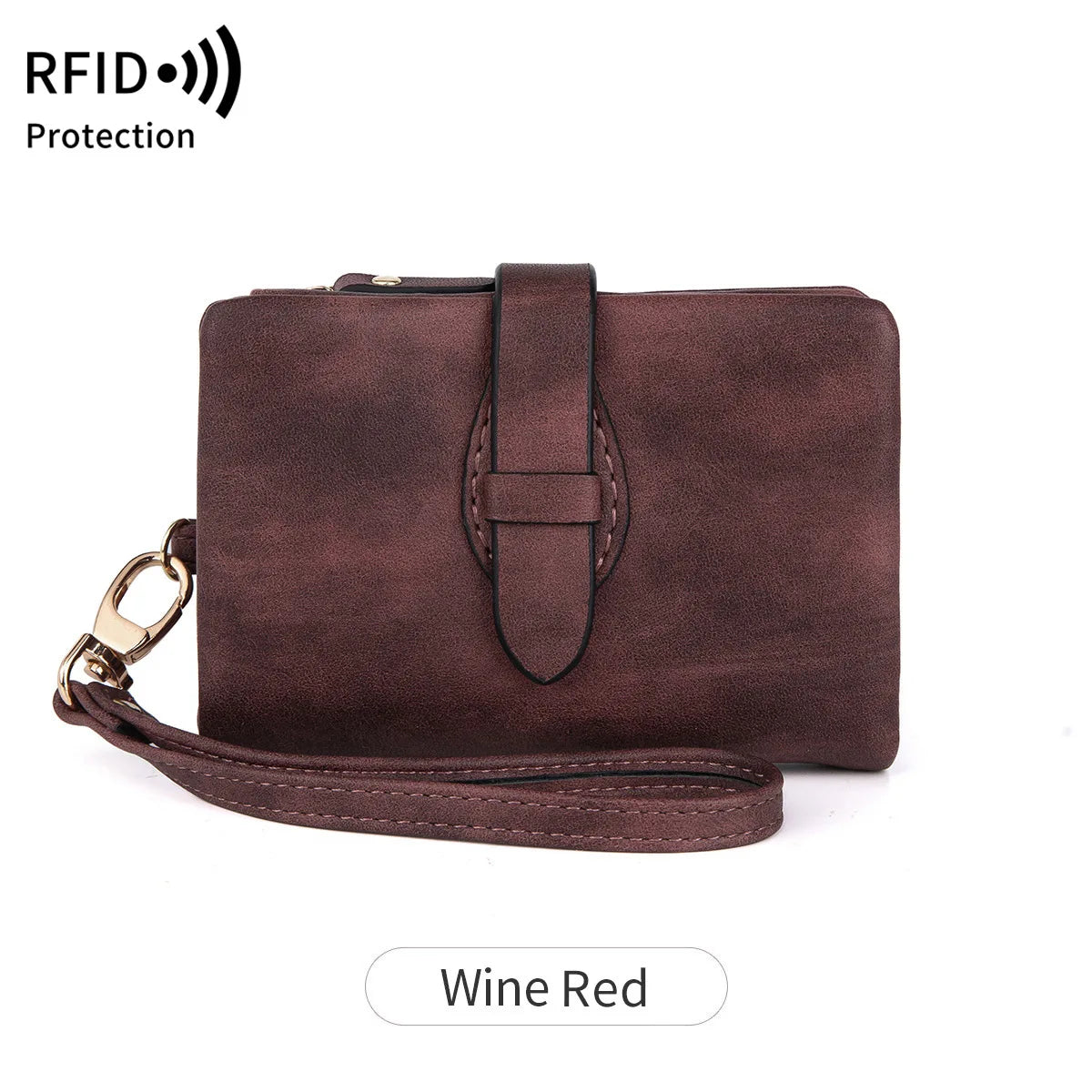 Rfid Ladies Purse Pu Soft Leather Three Fold Short Retro Zipper Clasp Pocket Change Collector - Soft