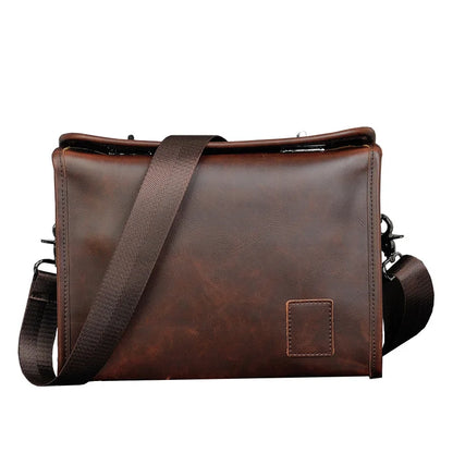 Pu Leather Men S Shoulder Bag Tablet Computer Storage Large Capacity Crossbody Double Twist Lock