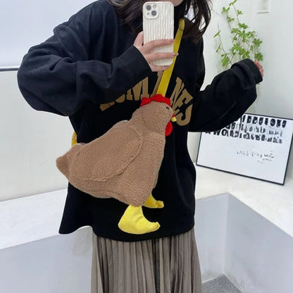 Chicken Crossbody Bag – Funny Plush Cartoon Shoulder Bag for Women