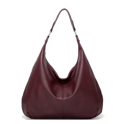 Large Capacity Shoulder Tote Bag – Vintage Faux Leather Women's Hobo Bag