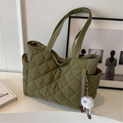 Quilted Tote Bag for Women – Large Capacity Shoulder Handbag