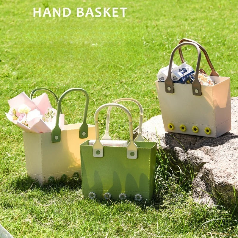 Perforated Beach Handbag – Waterproof Hollow Tote Basket Bag