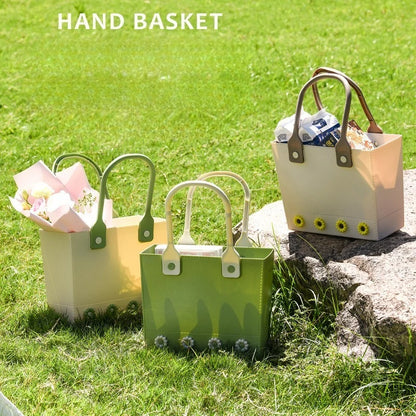 Perforated Beach Handbag – Waterproof Hollow Tote Basket Bag