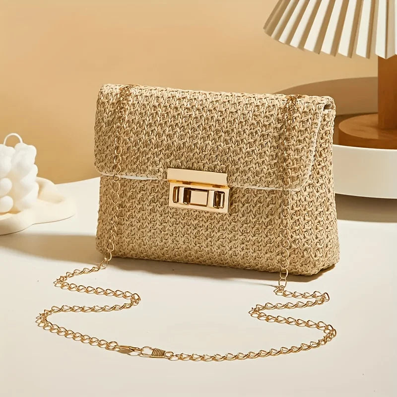 Multi-Functional Crossbody Bag Women S Elegant Woven Straw Shoulder Bags Casual Wallets Minimalist