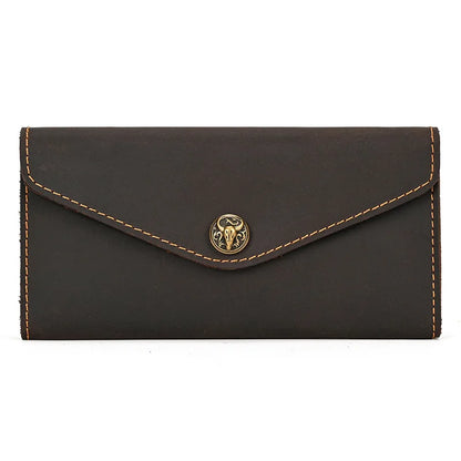 Simple Mobile Phone Leather Wallet Retro Men Crazy Horse Long Envelope Flip