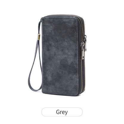 Rfid Men S Business Wallet Double Zipper Long Retro Large Capacity Women Hand