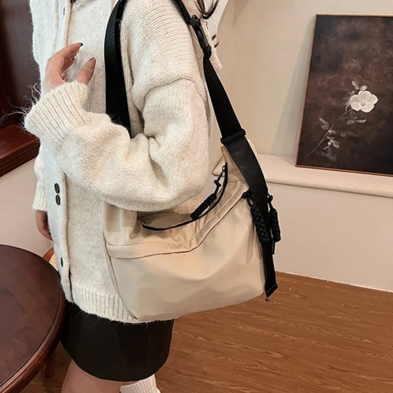 Nylon Crescent Crossbody Bag – Women's Wide Strap Shoulder Messenger Bag