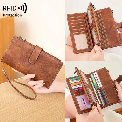 Rfid Anti-Theft Brush Women S Wallet Multi-Functional Three-Fold Long