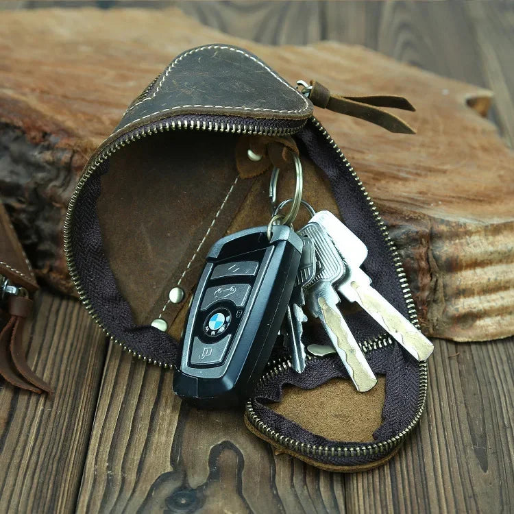 Creative Vintage Crazy Horse Leather Key Bag Zipper Card Senior Men S Women