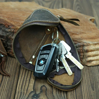 Creative Vintage Crazy Horse Leather Key Bag Zipper Card Senior Men S Women
