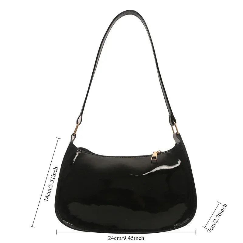 Women S Patent Leather Handbag Versatile Shoulder Casual Commuting Bags Girl Brand Designer Zipper