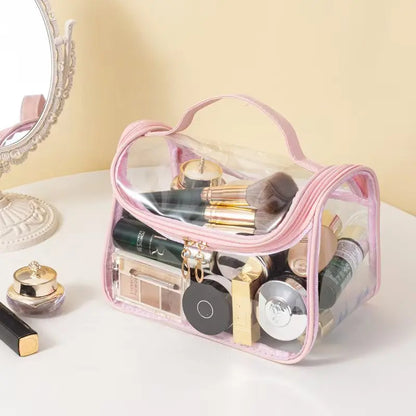 Clear Makeup Bag with Top Handle – Waterproof Travel Toiletry Organizer