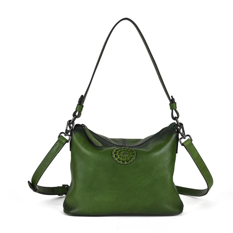 Retro Women S Crossbody Bag Large Capacity Top Layer Cowhide Casual Single-Shoulder Bag Fashionable