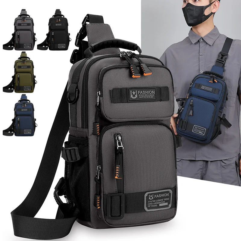 Men's Oxford Sling Chest Bag – Multi-Pocket Crossbody
