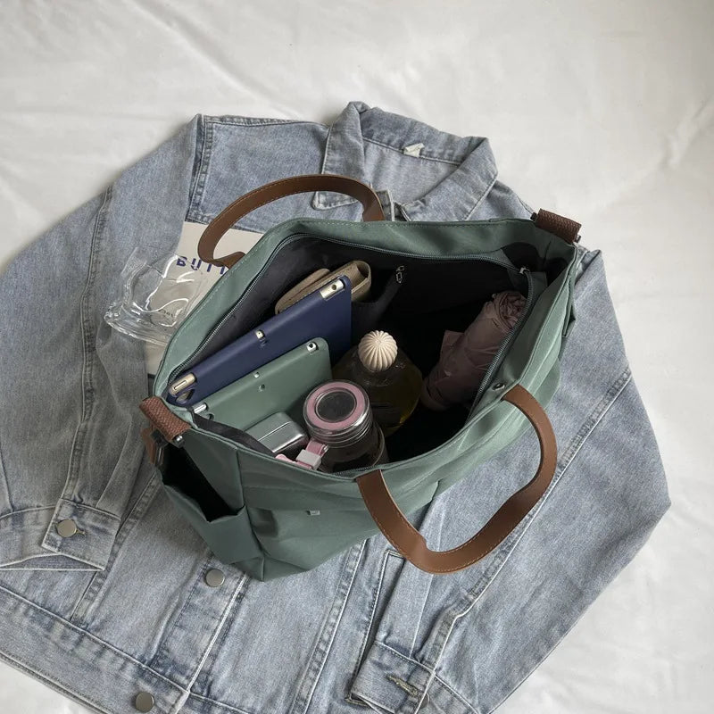 Nylon Tote Bag – Women's Large Shoulder Bag for Work & Daily Use