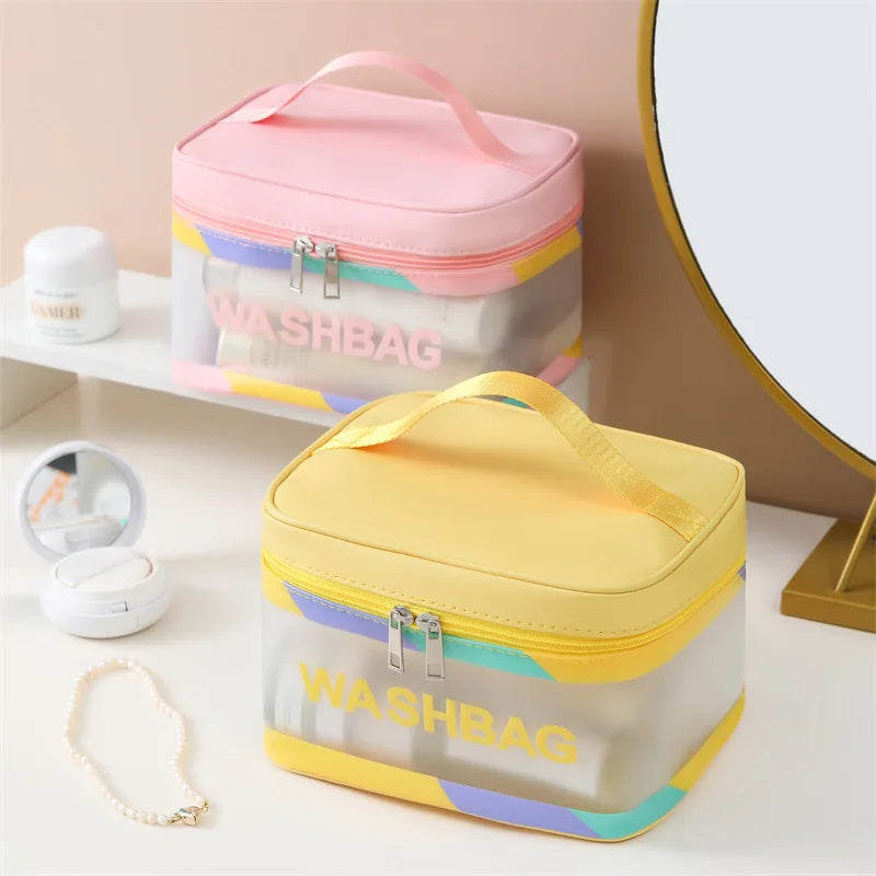 Waterproof Makeup Bag Portable Large Capacity Transparent Colorful Toiletries Travel Cosmetics