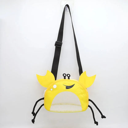 Novelty Design Crab Mesh Storage Bag Cute Cartoon Pattern Zipper Beach Bag Girl Shoulder Bag