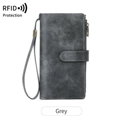 Rfid Anti-Theft Brush Women S Wallet Multi-Functional Three-Fold Long