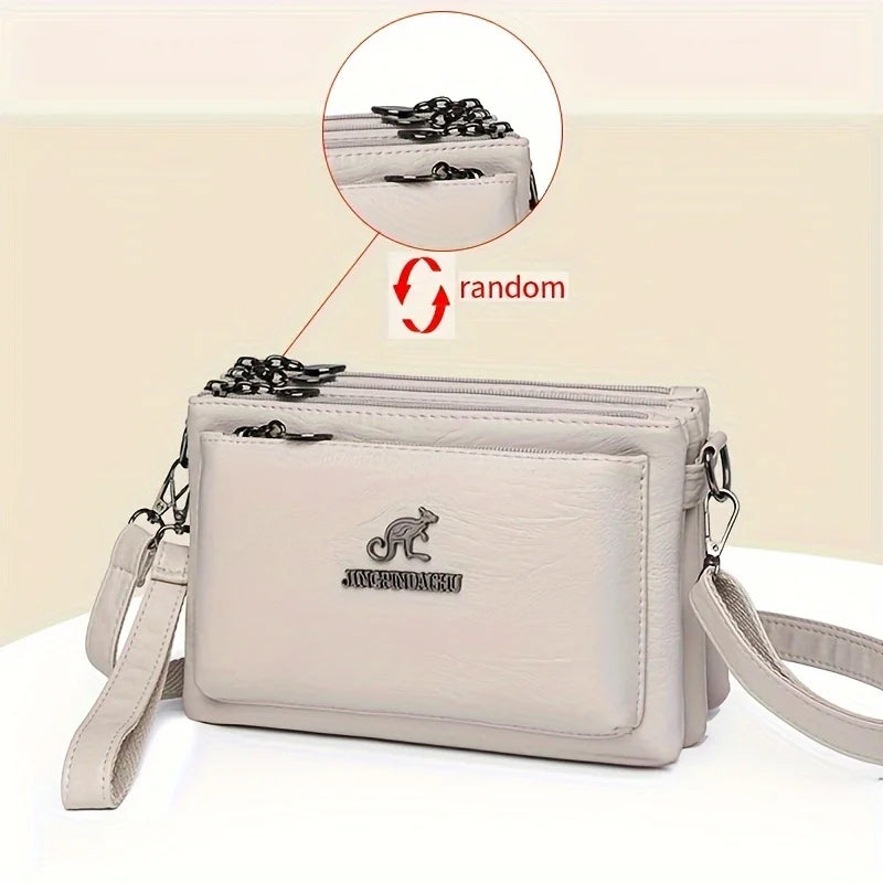 Faux Leather Crossbody Bag for Women – Waterproof Multi-Pocket Shoulder Bag