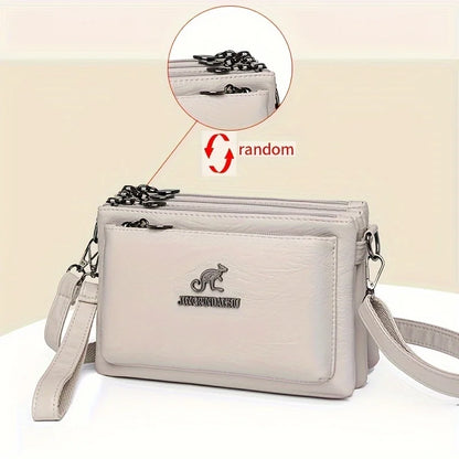Faux Leather Crossbody Bag for Women – Waterproof Multi-Pocket Shoulder Bag