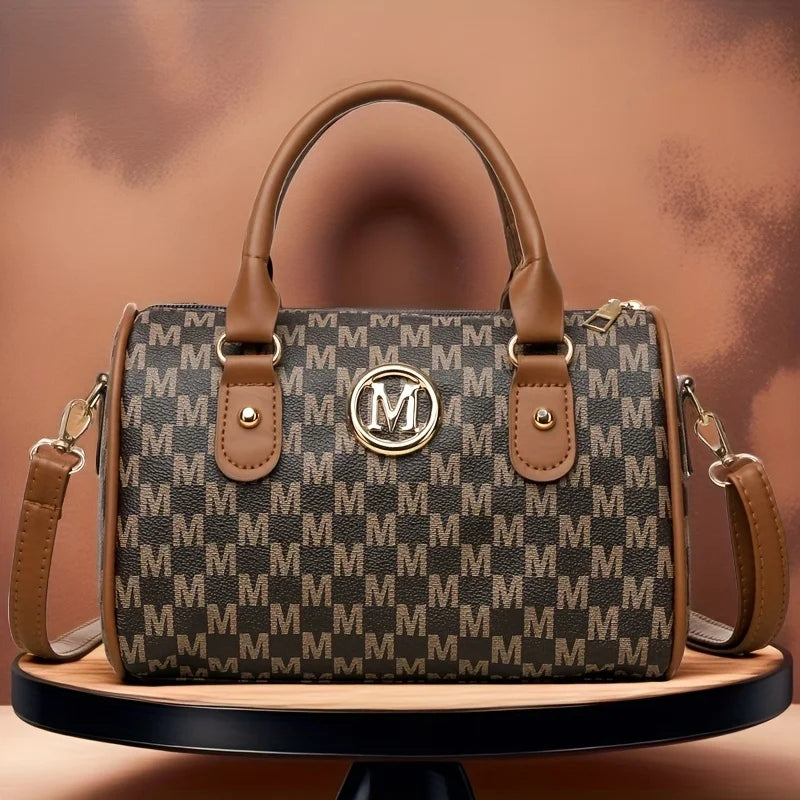 Perfect Women Mini Shoulder Bag Golden M Monogram Synthetic Faux Leather Crossbody Purse Work