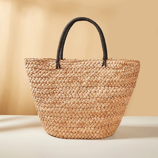 Woven Straw Beach Tote Bag – Large Capacity Bohemian Handbag