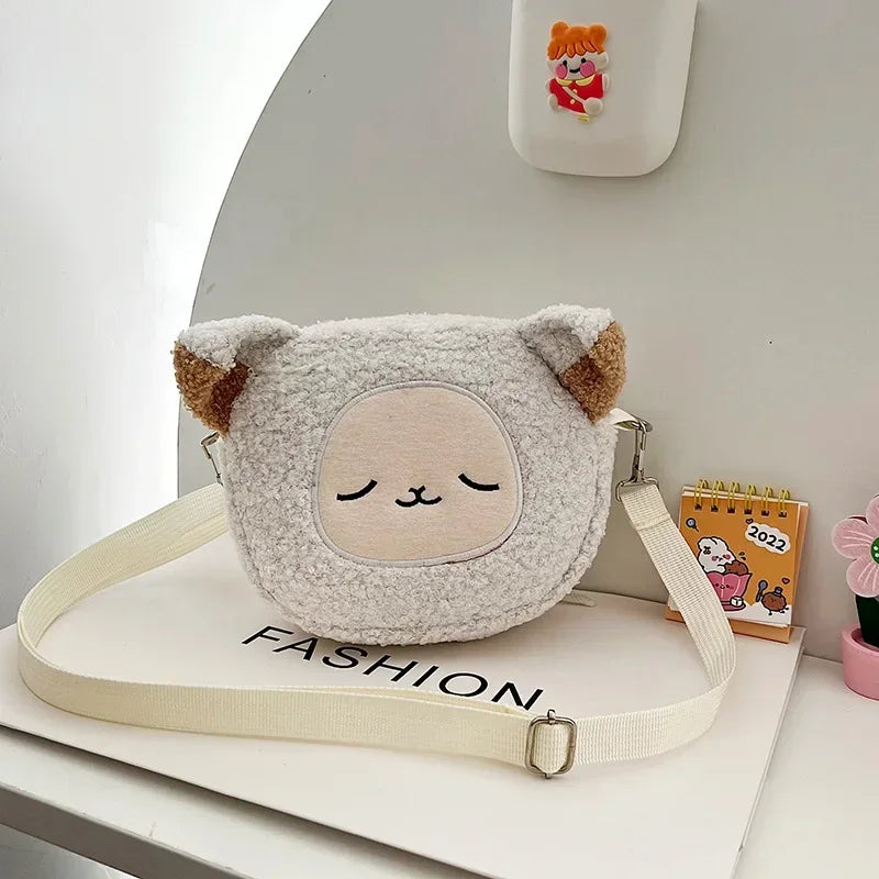 1 Piece Women S Japanese Style Bag Cartoon Plush Shoulder Crossbody Small Mobile Wallet
