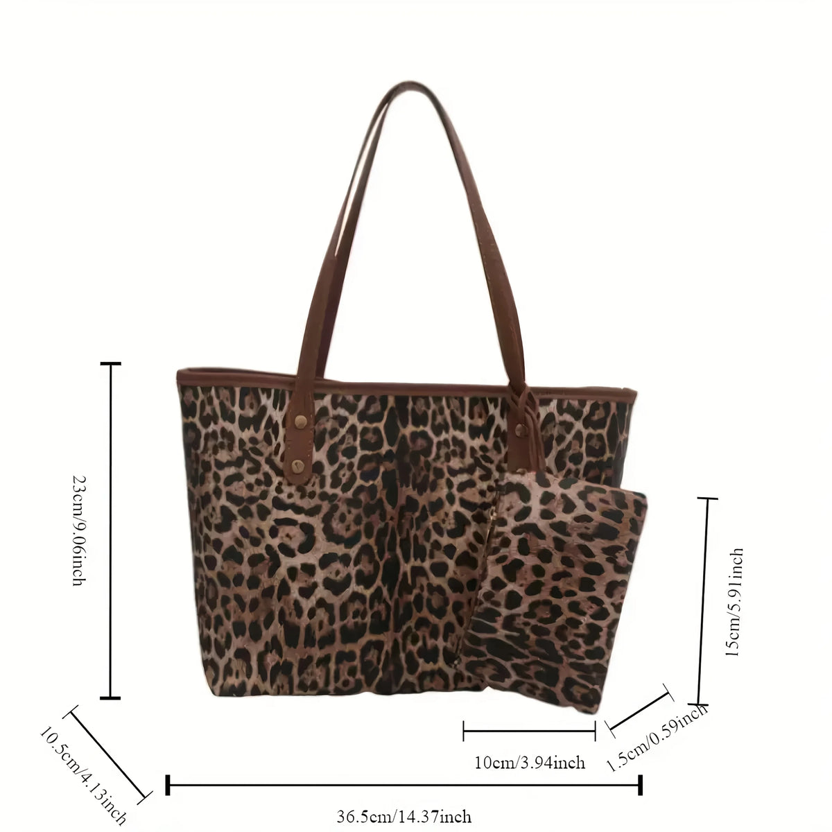Leopard Print Shoulder Bag – Large Capacity Tote with Mini Pouch