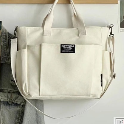 Large Canvas Tote Bag – Minimalist Shoulder & Crossbody Commuter Bag