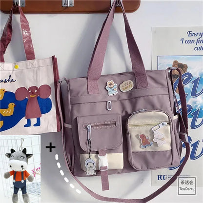 Kawaii Canvas Crossbody Bag – Japanese Style Shoulder Bag for Women & Students
