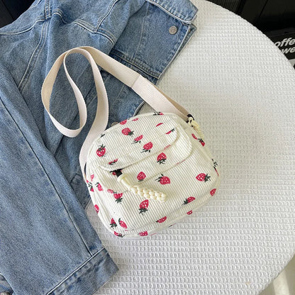 Strawberry Pattern Crossbody Bag for Teen Girls