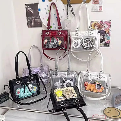 Y2K Ita Shoulder Bag – Transparent DIY Display Crossbody Handbag