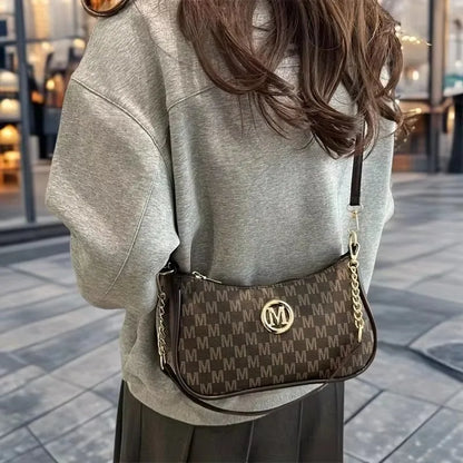 Crossbody Shoulder Bag for Women – Monogram Chain Strap Handbag