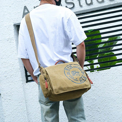 Canvas Men S Multi-Layer Shoulder Bag Business Leisure Handheld Cross-Body Documents Computer