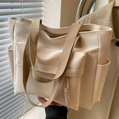 Nylon Tote Bag with Multiple Pockets – Lightweight Foldable Everyday Bag
