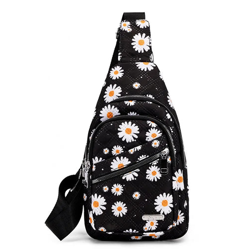 Quilted Sling Crossbody Bag with Adjustable Strap & Multi-Zip Pockets