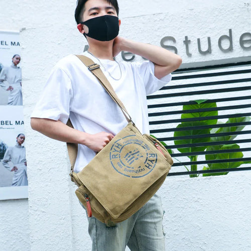 Canvas Men S Multi-Layer Shoulder Bag Business Leisure Handheld Cross-Body Documents Computer