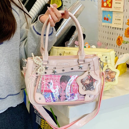 Y2k Style Women S Cool Ulzzang Ita Bag Daily Using Jk Uniform Transparent Tote Multi-Function
