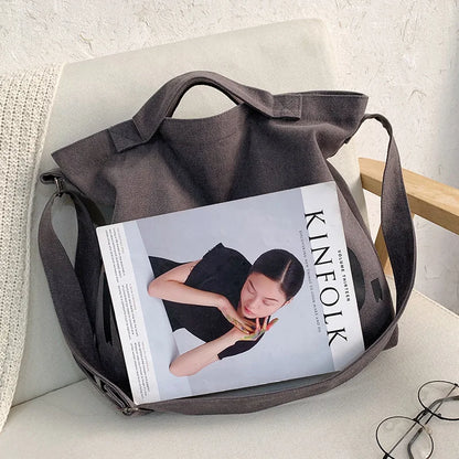 Canvas Shoulder Bag – Large Letter Print Tote for Women